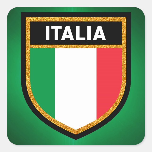 Pegatina Cuadrada Bandera de Italia (Anverso)