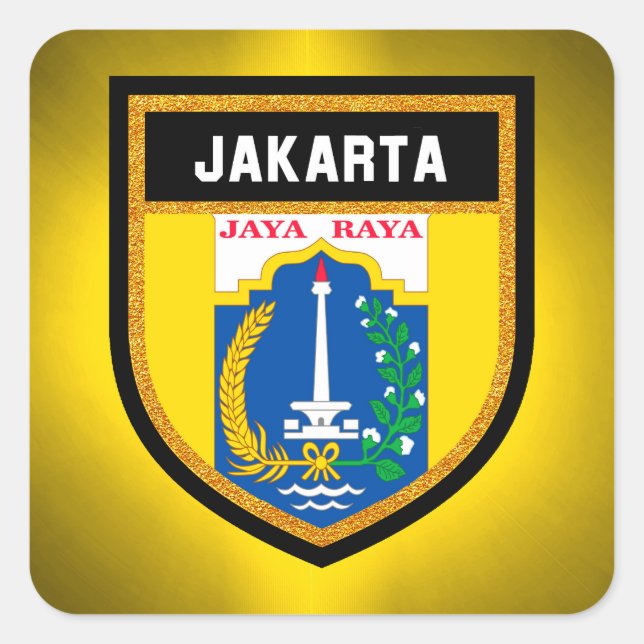 Pegatina Cuadrada Bandera de Jakarta (Anverso)