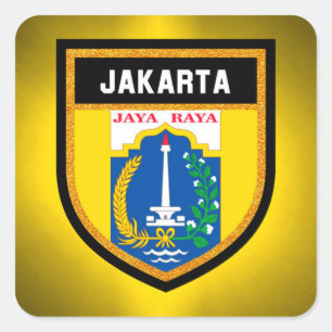Pegatina Cuadrada Bandera de Jakarta