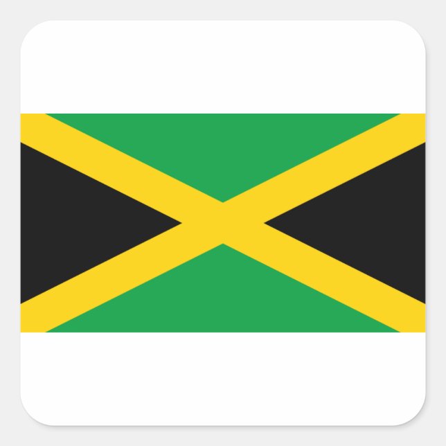 Pegatina Cuadrada Bandera de Jamaica (Anverso)