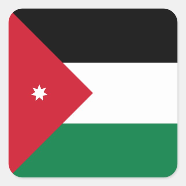 Pegatina Cuadrada Bandera de Jordania (Anverso)