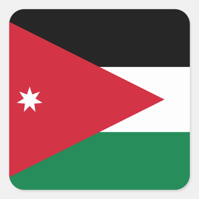 Pegatina Cuadrada Bandera de Jordania (Anverso)