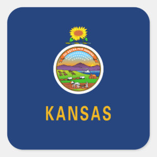 Pegatina Cuadrada Bandera de Kansan, Bandera de Kansas