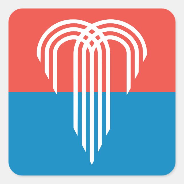 Pegatina Cuadrada Bandera de Kansas City, Misuri (Anverso)