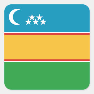 Pegatina Cuadrada Bandera de Karakalpakistán