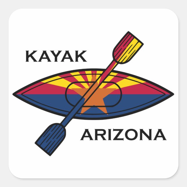 Pegatina Cuadrada Bandera de Kayak Arizona (Anverso)