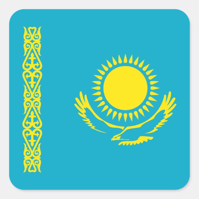 Pegatina Cuadrada Bandera de Kazajistán (Anverso)