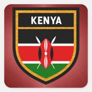 Pegatina Cuadrada Bandera de Kenia