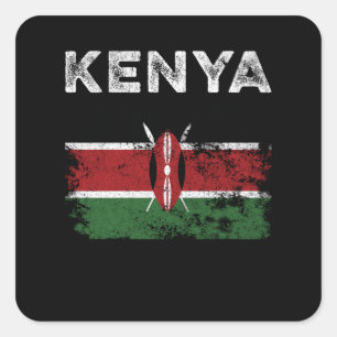 Pegatina Cuadrada Bandera de Kenia con problemas - Bandera keniana