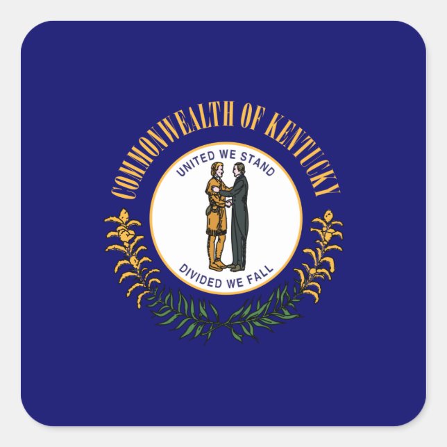 Pegatina Cuadrada Bandera de Kentuckee (Anverso)