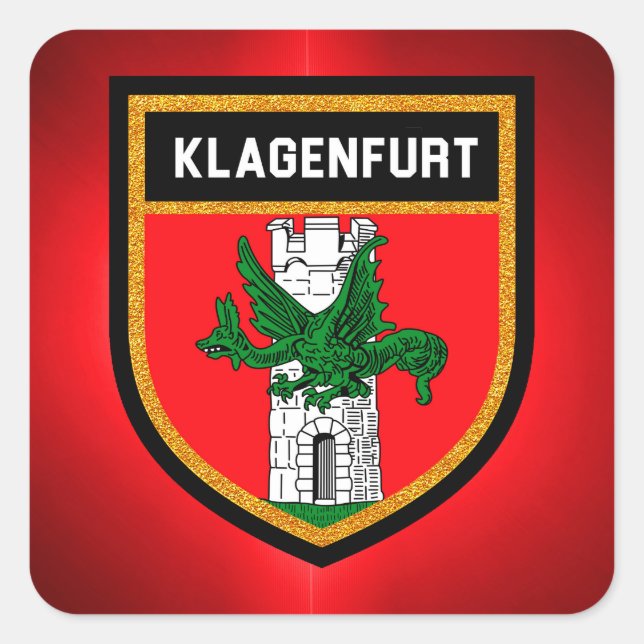 Pegatina Cuadrada Bandera de Klagenfurt (Anverso)