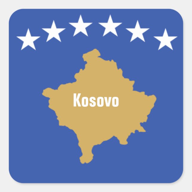 Pegatina Cuadrada Bandera de Kosovo (Anverso)