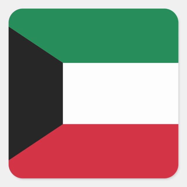Pegatina Cuadrada Bandera de Kuwait (Anverso)