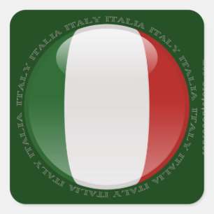 Pegatina Cuadrada Bandera de la burbuja de Italia