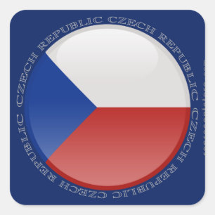 Pegatina Cuadrada Bandera de la burbuja de la República Checa