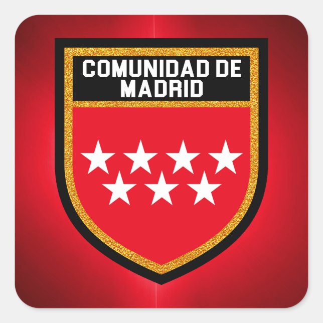 Pegatina Cuadrada Bandera de la Comunidad de Madrid (Anverso)