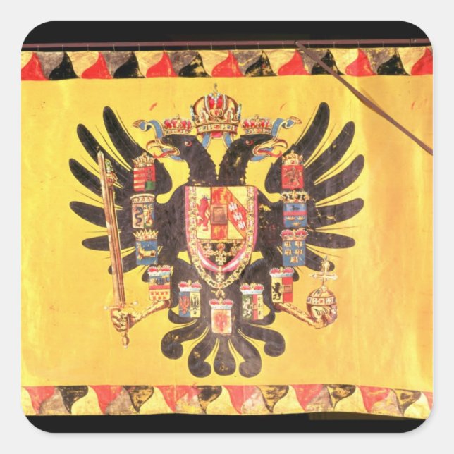 Pegatina Cuadrada Bandera de la dinastía Imperial Habsburgo, c.1700 (Anverso)