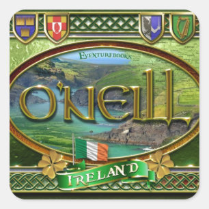 Pegatina Cuadrada Bandera de la familia de O'Neill