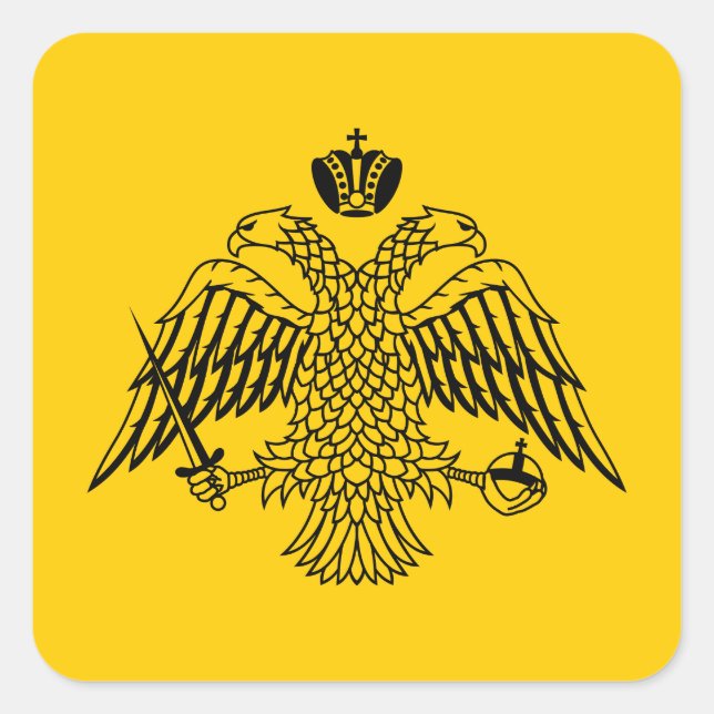 Pegatina Cuadrada Bandera de la Iglesia Ortodoxa Griega (Anverso)