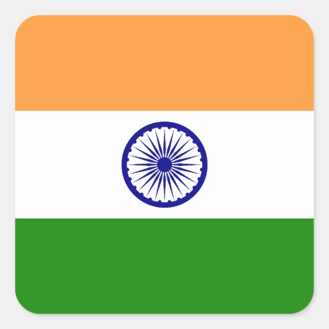 Pegatina Cuadrada Bandera de la India (Anverso)