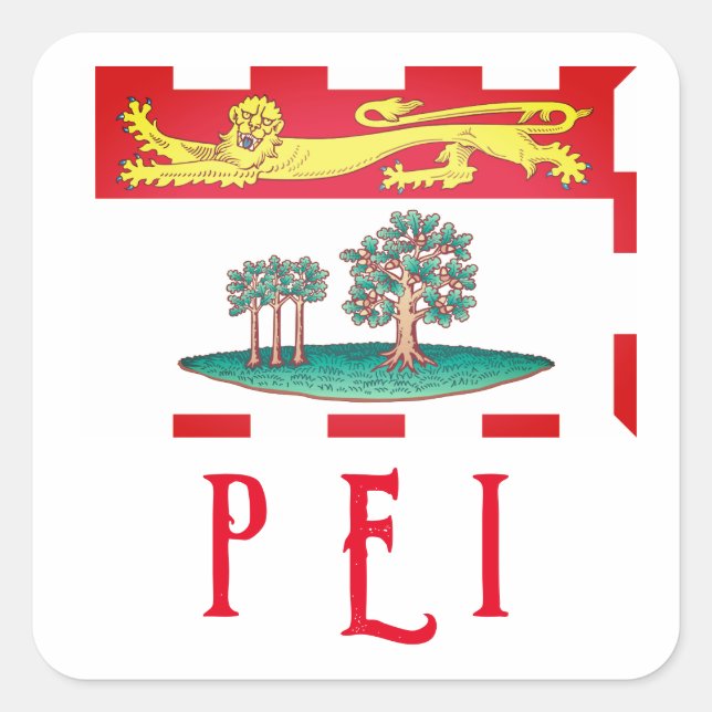 Pegatina Cuadrada Bandera de la Isla del Príncipe Eduardo (Anverso)