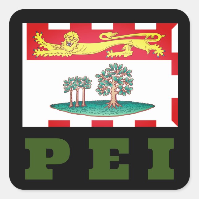 Pegatina Cuadrada Bandera de la Isla del Príncipe Eduardo (Anverso)