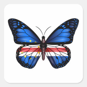 Pegatina Cuadrada Bandera de la mariposa de Cabo Verde