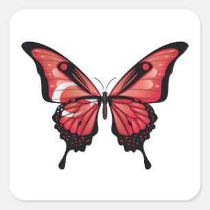 Pegatina Cuadrada Bandera de la mariposa de cola torta de Turquía