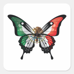 Pegatina Cuadrada Bandera de la mariposa de la cola de inflexión de