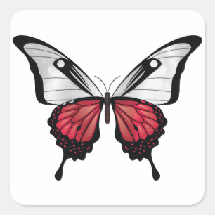 Pegatina Cuadrada Bandera de la mariposa de la cola de inflexión de