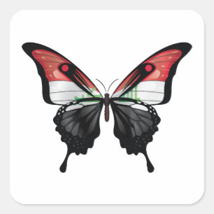 Pegatina Cuadrada Bandera de la mariposa de la cola de inflexión del