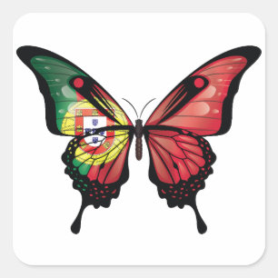 Pegatina Cuadrada Bandera de la mariposa de la cola de las tortugas