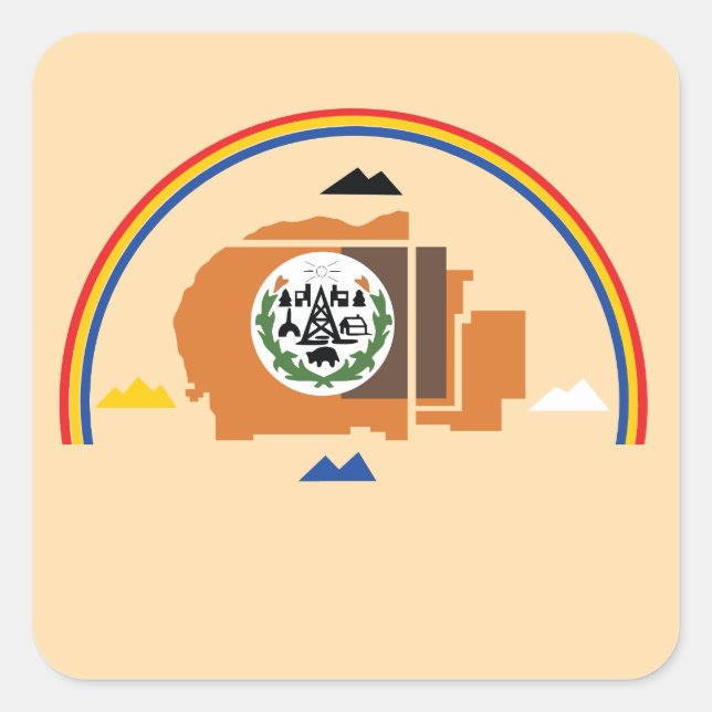 Pegatina Cuadrada Bandera de la nación navajo -indio americano- gran (Anverso)