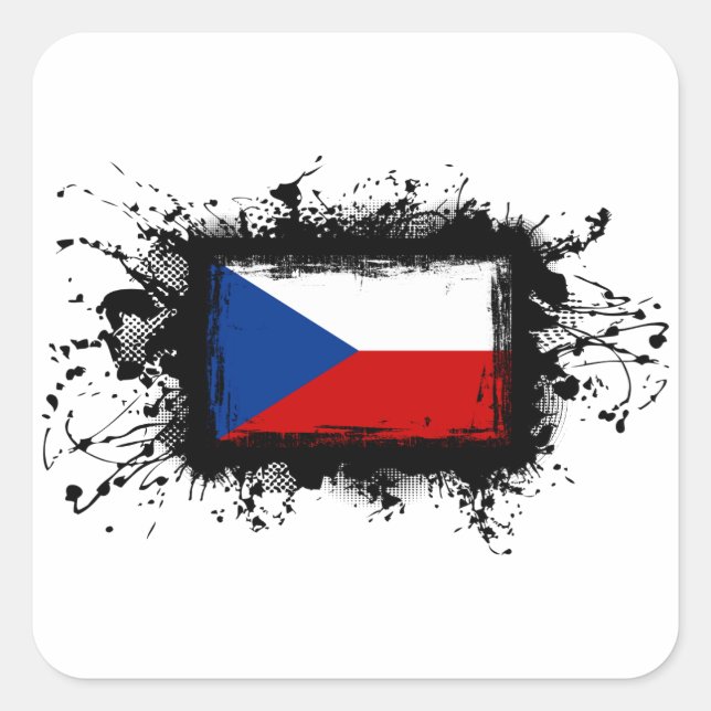 Pegatina Cuadrada Bandera de la República Checa (Anverso)