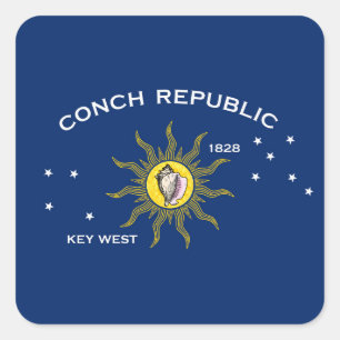 Pegatina Cuadrada Bandera de la República de Conch, Bandera de Key W