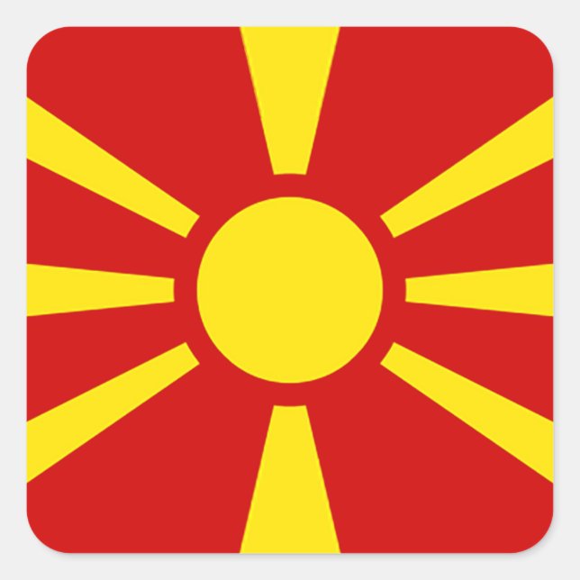 Pegatina Cuadrada Bandera de la República de Macedonia (Anverso)