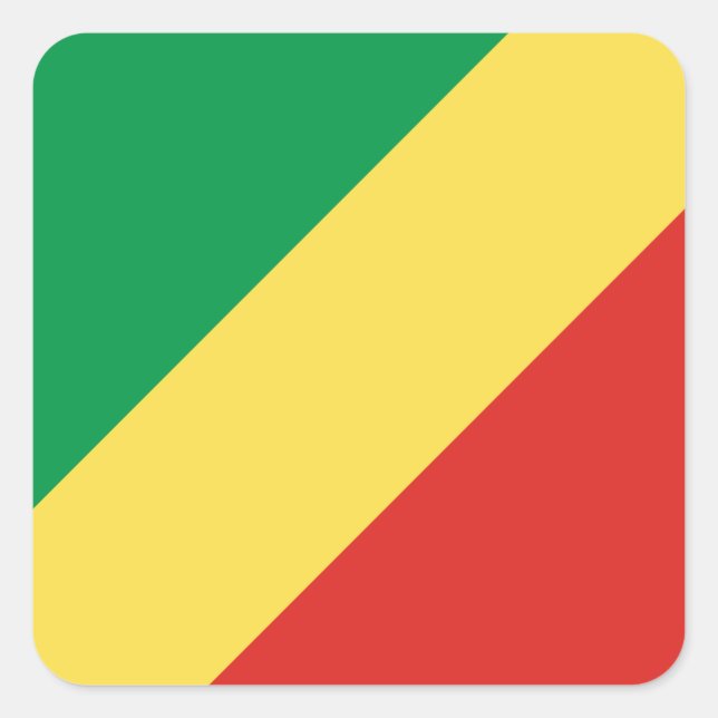 Pegatina Cuadrada Bandera de la República del Congo (Anverso)