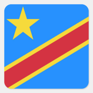 Pegatina Cuadrada Bandera de la República Democrática del Congo