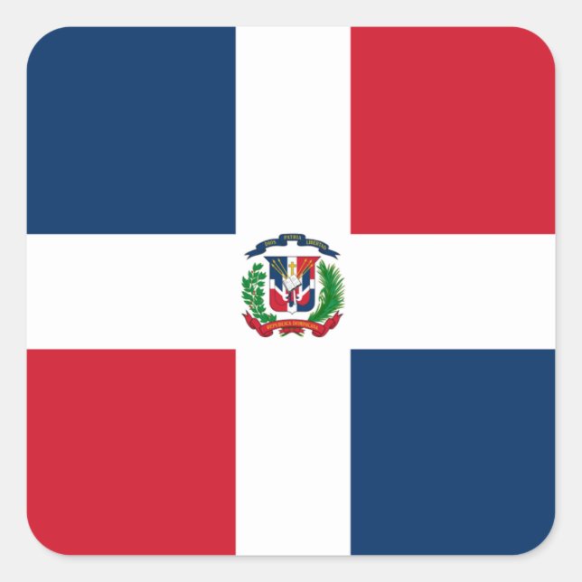 Pegatina Cuadrada Bandera de la República Dominicana (Anverso)