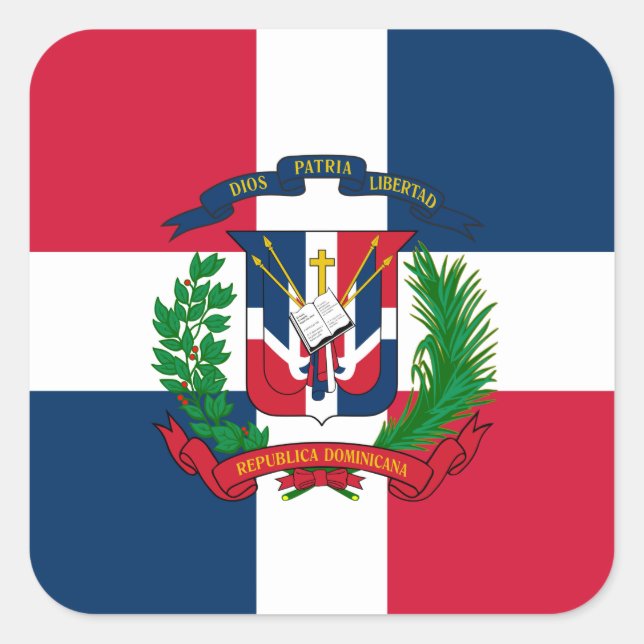 Pegatina Cuadrada Bandera de la República Dominicana (Anverso)