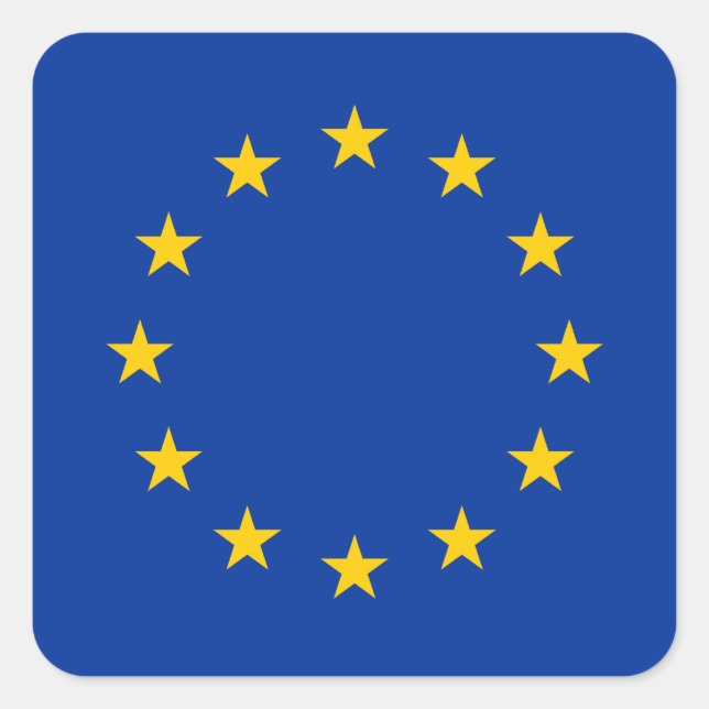 Pegatina Cuadrada Bandera de la Unión Europea (Anverso)