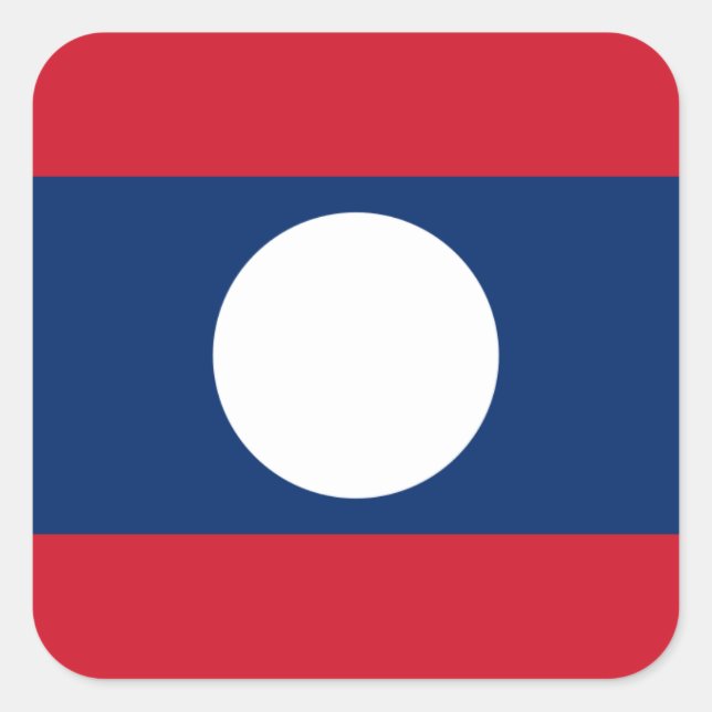 Pegatina Cuadrada Bandera de Laos (Anverso)