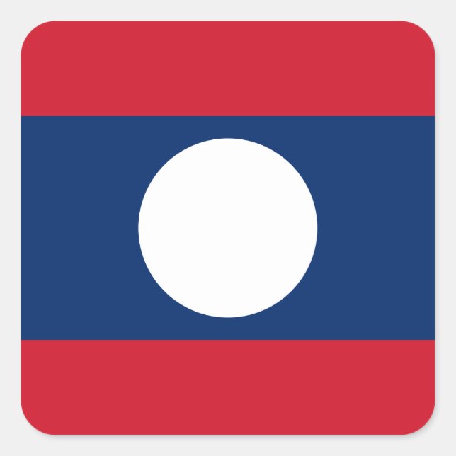 Pegatina Cuadrada Bandera de Laos (Anverso)