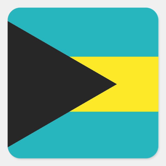 Pegatina Cuadrada Bandera de las Bahamas (Anverso)