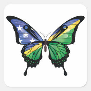 Pegatina Cuadrada Bandera de las mariposas Swallowtail de las Islas