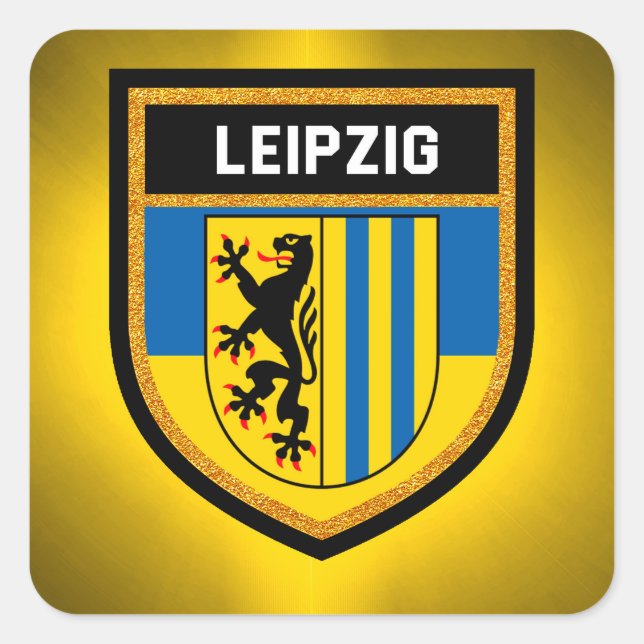 Pegatina Cuadrada Bandera de Leipzig (Anverso)