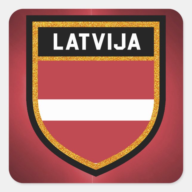 Pegatina Cuadrada Bandera de Letonia (Anverso)