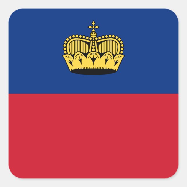 Pegatina Cuadrada Bandera de Liechtenstein (Anverso)