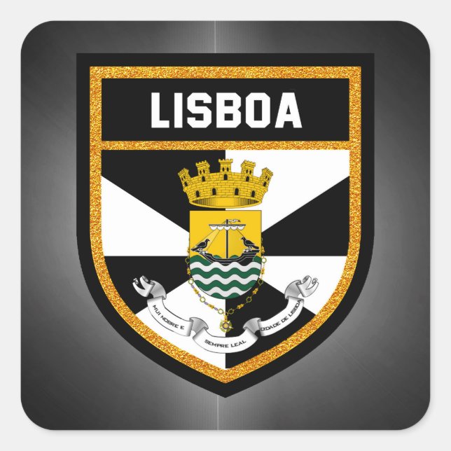 Pegatina Cuadrada Bandera de Lisboa (Anverso)