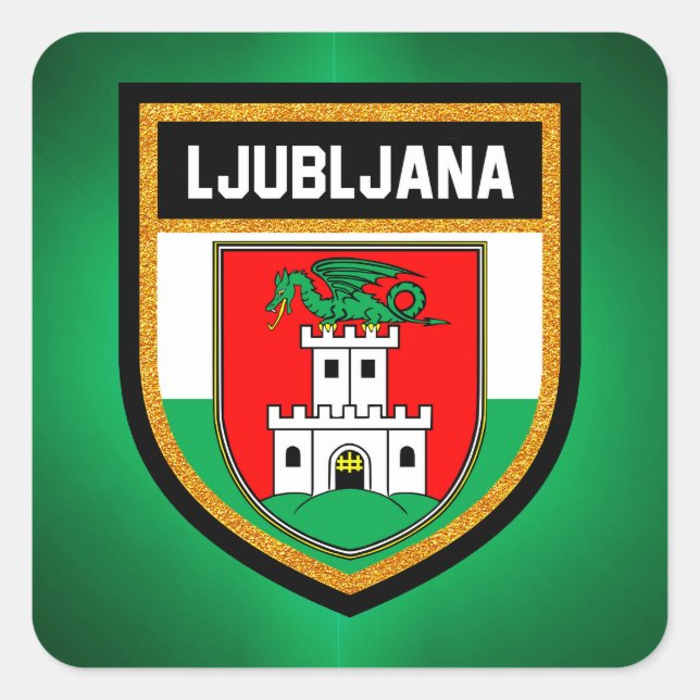Pegatina Cuadrada Bandera de Ljubljana (Anverso)